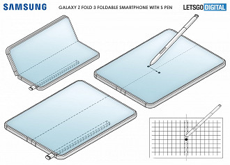 Galaxy Z Fold 3 terá suporte a S Pen. (Imagem: Reprodução / LetsGoDigital)