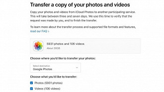 Área de transferência para o Fotos. (Foto: Reprodução/TudoCelular).