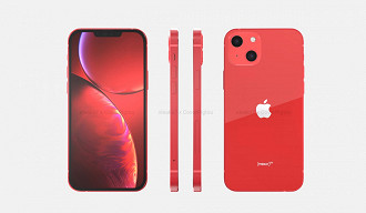 Renders do iPhone 132 Red. (Imagem: Reprodução / @xleaks7/ Coverpigtou.it)