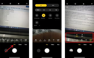 Modo Pro no smartphone. (Foto: Printscreen por Lucas Ribeiro).