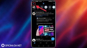 Passo 01: Como utilizar modo totalmente escuro no aplicativo mobile do Twitter. Fonte: Vitor Valeri