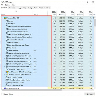 O Microsoft Edge detalha os recursos consumidos de forma mais precisa. (Imagem: Reprodução / Microsoft)