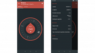 Aplicativo Bússola permite visualizar Latitude, Longitude, Declinação Magnética e horário do nascer e pôr do sol. (Imagem: PixelProse SARL)