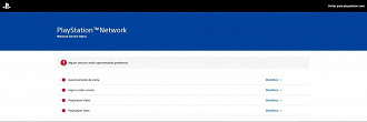 Todos serviços da PSN apresentam problemas.