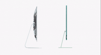À esquerda, o iMac 2020, e à direita, o iMac 2021. (Imagem: Apple)