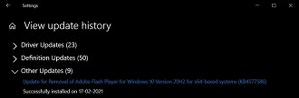 Atualização Windows 10 KB4577586 remove de forma permanente o Adobe Flash Player do sistema operacional. Fonte: windowslatest
