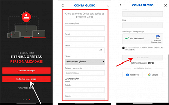 Crie sua conta Globo. (Foto: Printscreen por Lucas Ribeiro).