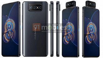 ASUS Zenfone 8 Flip na cor preto. (Imagem: Reprodução / 91mobiles)