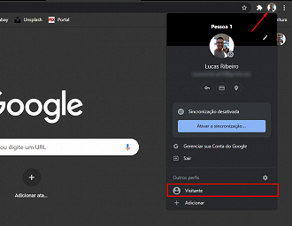 Ative o perfil de visitante. (Foto: Printscreen por Lucas Ribeiro).