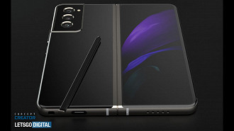 O Galaxy Z Fold 3 terá suporte a S Pen. (Imagem: Reprodução / LetsGo Digital)
