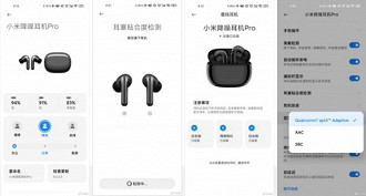 capturas de tela do menu do aplicativo do fone de ouvido TWS Mi FlipBuds Pro. Fonte: Xiaomi