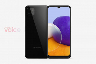 Provável design do Galaxy A22 5G. (Imagem: Reprodução / Voice / On Leaks)