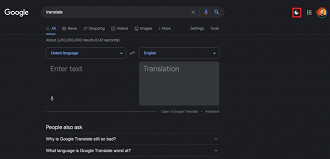 Modo escuro da página da pesquisa do Google. Fonte: Matt Navarra (Twitter) Modo escuro da página da pesquisa do Google. Fonte: Matt Navarra (Twitter)