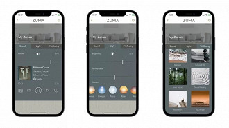 Aplicativo da luminária caixa de som Zuma Lumisonic. Fonte: Zuma
