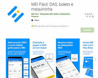 Aplicativo MEI Fácil na Play Store. (Foto: Printscreen).