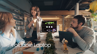 O Foldable Laptop promete rivalizar com o Surface Neo da Microsoft. (Imagem: Reprodução / Samsung)