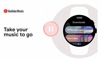 YouTube Music no Wear OS. (Foto: Divulgação/Google). YouTube Music no Wear OS. (Foto: Divulgação/Google).