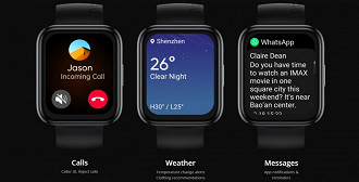 É possível aceitar ou recusar chamadas, ler mensagens e obter a previsão do tempo. (Imagem: Reprodução / realme)
