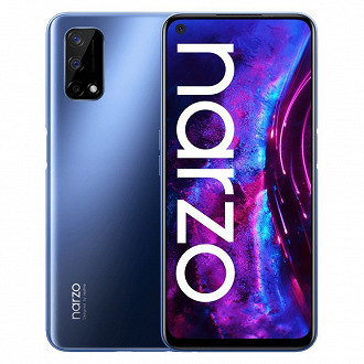 realme Narzo 30 tem o mesmo visual padrão dos produtos da chinesa. (Imagem: Reprodução / realme)