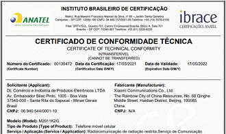 Certificado de conformidade técnica do Xiaomi Mi 11. (Imagem: Reprodução / Anatel)