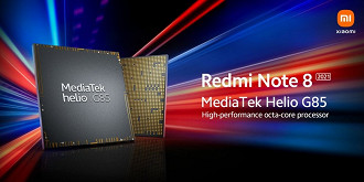 O Redmi Note 8 2021 virá com o chip MediaTek Helio G85. (Imagem: Reprodução / Xiaomi)
