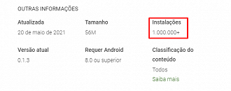 Informações sobre o Clubhouse na Play Store. (Foto: Reprodução/Google Play).