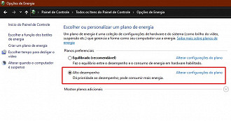 Selecione a opção de Alto desempenho.