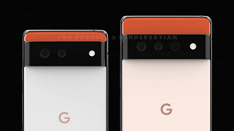 Renderização do Google Pixel 6 e 6 Pro. (Imagem: Reprodução / Jon Prosser)