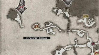 Localização do tesouro de Beneviento no mapa.