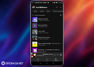 Guia Sua Biblioteca no app Spotify para smartphones Android. Fonte: Vitor Valeri