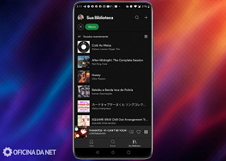 Filtros da guia Sua Biblioteca no app Spotify para smartphones Android. Fonte: Vitor Valeri