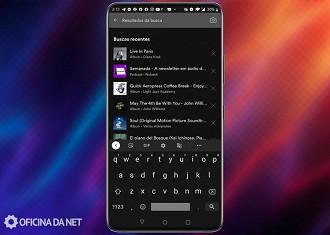 Tela Buscar no app Spotify para smartphones Android. Fonte: Vitor Valeri