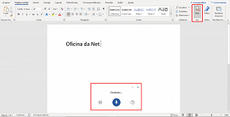Função de ditar no Word. (Foto: Printscreen por Lucas Ribeiro).