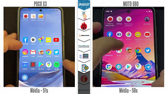 Poco X3 vs Moto G60: abertura de apps