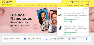 Nas notificações, é possível ver uma linha do tempo menos detalhada da sua compra.