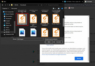 Selecione a foto ou arquivo do documento. (Foto: Printscreen por Lucas Ribeiro).