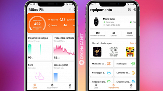 Interface do aplicativo Mibro Fit.