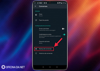 Passo 02 - Desativando o backup de conversas Passo 02 - Desativando o backup de conversas