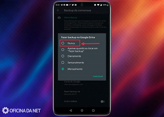 Passo 04 - Desativando o backup de conversas