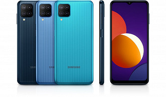 Galaxy M12. (Imagem: Reprodução / Samsung)