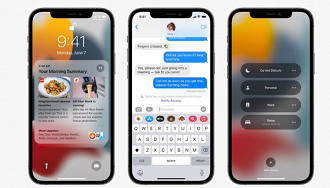 Apresentação diferente das notificações no iOS 15. Fonte: Apple