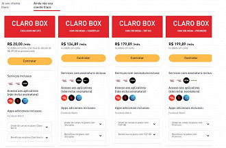 Preços do Claro TV  Box para quem não é cliente da Claro. (Imagem: Reprodução / Claro)