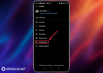 Passo 02 - Como obter o máximo de qualidade do YouTube Music no celular. Fonte: Vitor Valeri