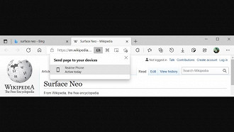 Função de compartilhamento de guias entre dispositivos no Edge. Fonte: windowslatest