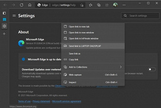 Função de compartilhamento de guias entre dispositivos no Edge. Fonte: windowslatest