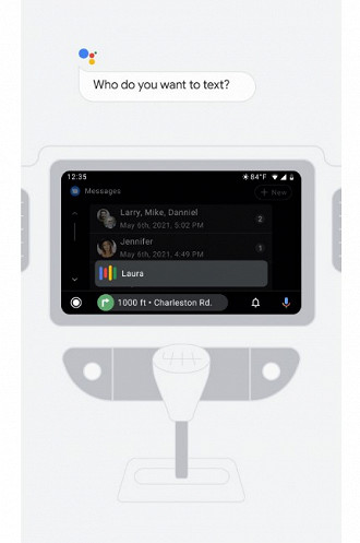 As mensagens poderão ser acessadas de forma simplificada no Android Auto. (Imagem: Reprodução / Google)