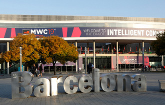 Entrada da feira na edição de 2019, também realizada em Barcelona. (Imagem: Reprodução / GSMA)