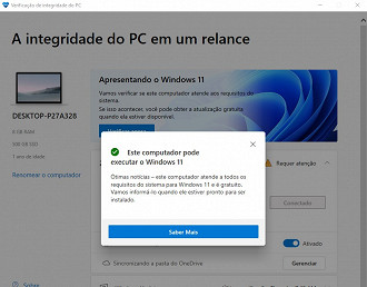 Verificação de compatibilidade do Windows 11 com seu PC