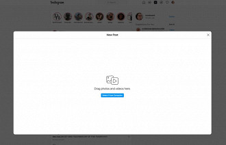Captura de tela mostrando a interface web do Instagram com a função de upload de fotos. Fonte: Engadget