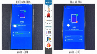 Por fim, rodamos um teste de estresse da bateria para ver a que temperatura máxima chegam os smartphones